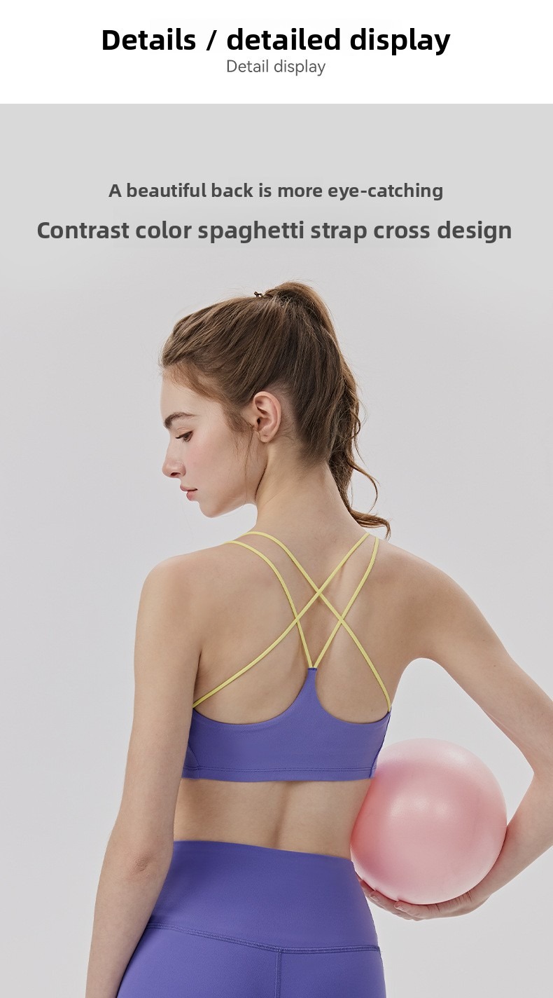 Contrast Cross-Back Nude-Feel Yoga Bra Custom Available