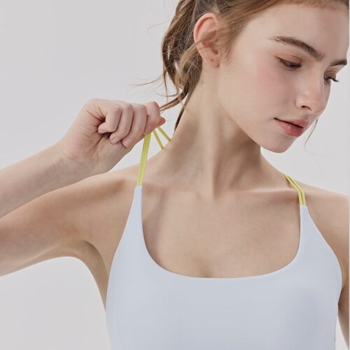 Contrast Cross-Back Nude-Feel Yoga Bra Custom Available
