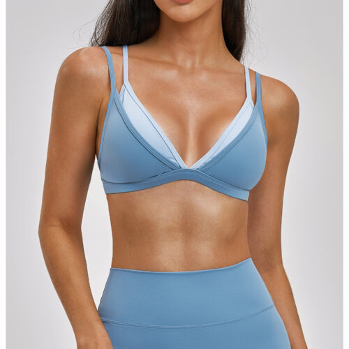 2-in-1 Contrast Nude-Feel Support Yoga Bra Custom Available