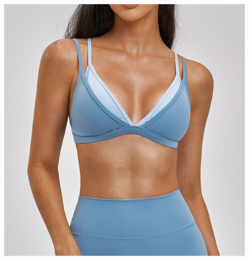 2-in-1 Contrast Nude-Feel Support Yoga Bra Custom Available