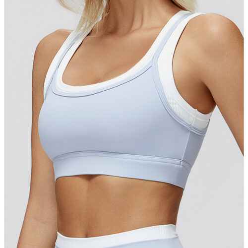 详情-31 2-in-1 Contrast Ribbed High-Support Yoga Bra Custom Available
