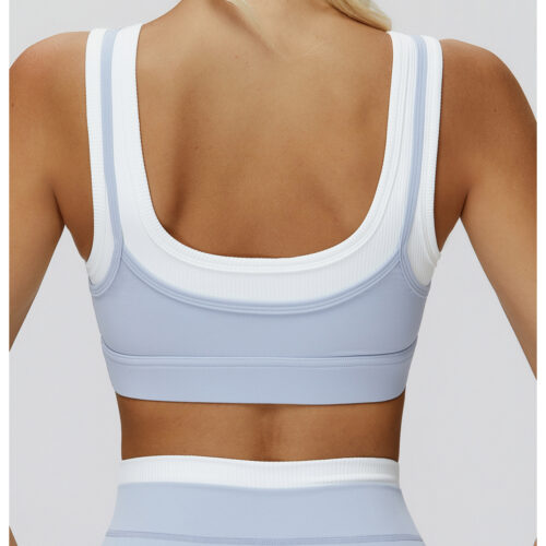 详情-32 2-in-1 Contrast Ribbed High-Support Yoga Bra Custom Available