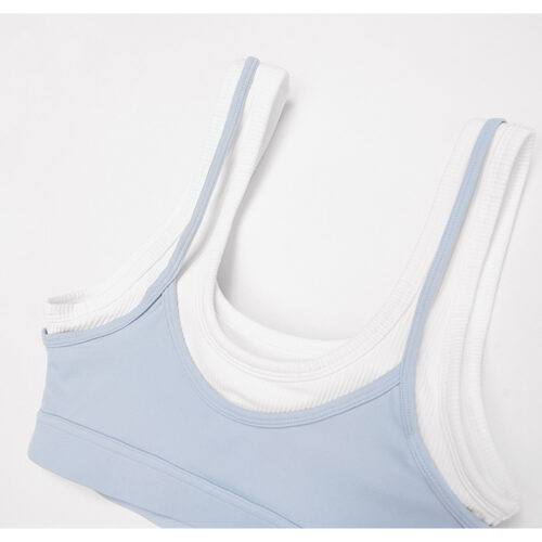 详情-63 2-in-1 Contrast Ribbed High-Support Yoga Bra Custom Available