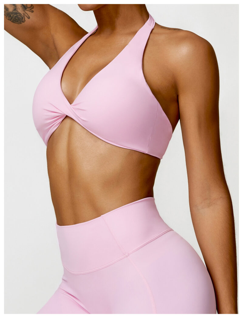 Cloud-Feel Halter Deep-V Sculpted Back Sports Bra Custom Available