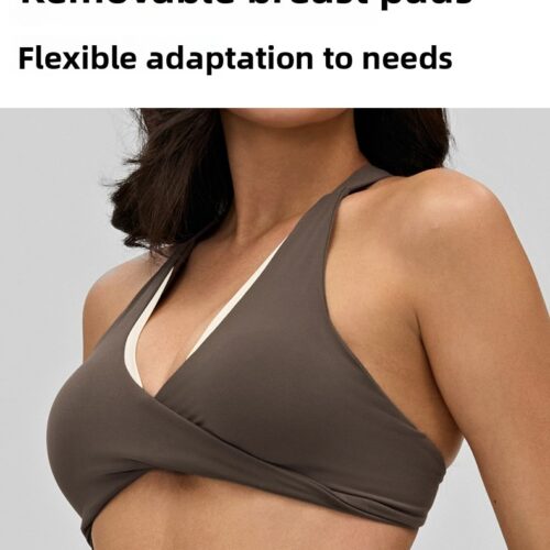 Contrast Backless Cooling Nude-Feel Yoga 2-Piece Set Custom Available