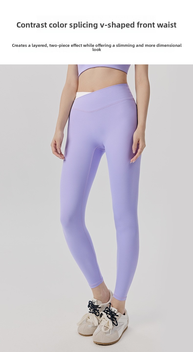 Seamless Color-Block Nude-Feel Yoga Set Custom Available
