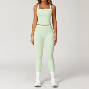 2-in-1 Contrast Ribbed High-Support Yoga Bra Custom Available