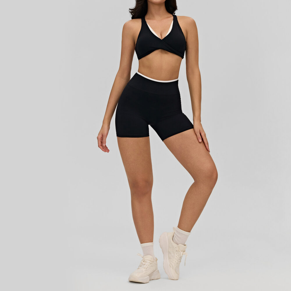Contrast Backless Cooling Nude-Feel Yoga 2-Piece Set Custom Available