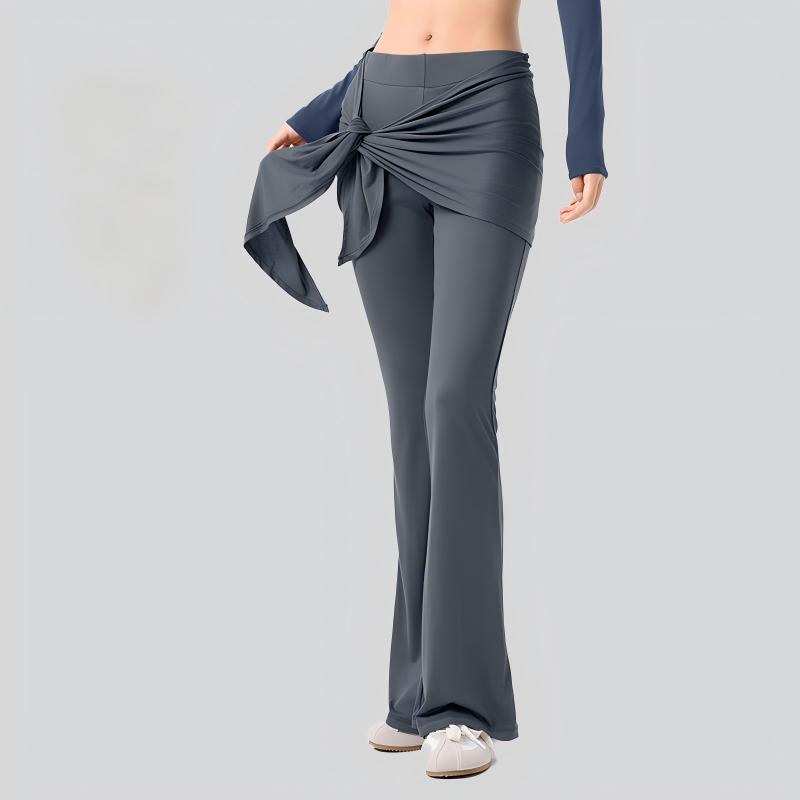 sku-2-墨蓝色 High-Waisted Flared Yoga Pants with Detachable Layer Custom Available