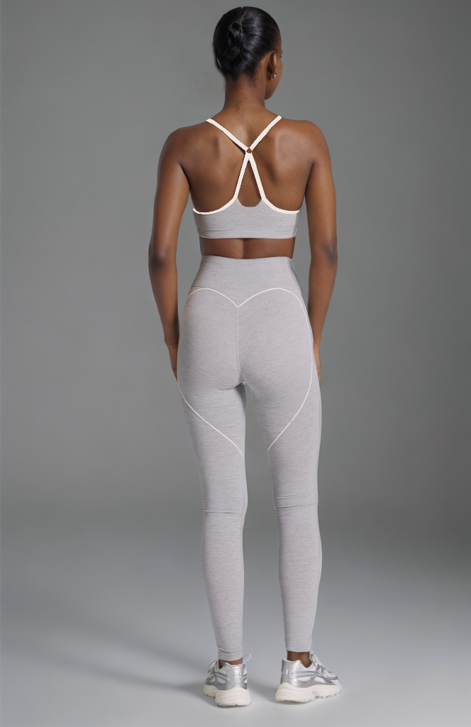 sku-21-麻灰色长裤套装 Cross-Back Nude-Feel Peach Butt Yoga Set Custom Available