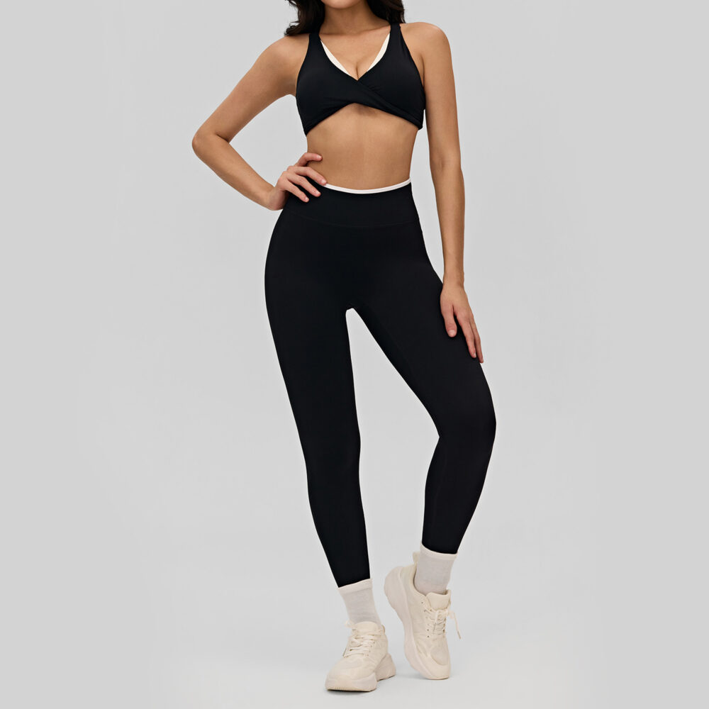 Contrast Backless Cooling Nude-Feel Yoga 2-Piece Set Custom Available