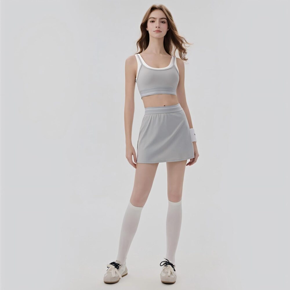 sku-7-黎明灰【文胸+短裙】DWB116005+DWD116004 2-in-1 Cooling Contrast Tennis Skort Set Custom Available