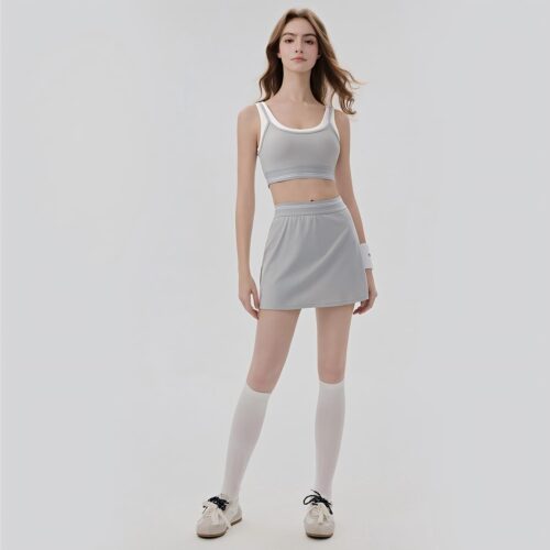 sku-7-黎明灰【文胸+短裙】DWB116005+DWD116004 2-in-1 Cooling Contrast Tennis Skort Set Custom Available