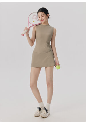 详情-20 Apricot Lyocell Sleeveless Tennis Skort Set Custom Available