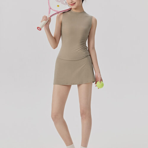 详情-20 Apricot Lyocell Sleeveless Tennis Skort Set Custom Available