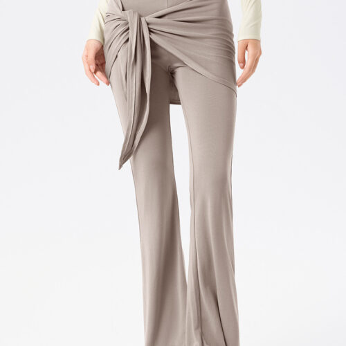 详情-25 High-Waisted Flared Yoga Pants with Detachable Layer Custom Available