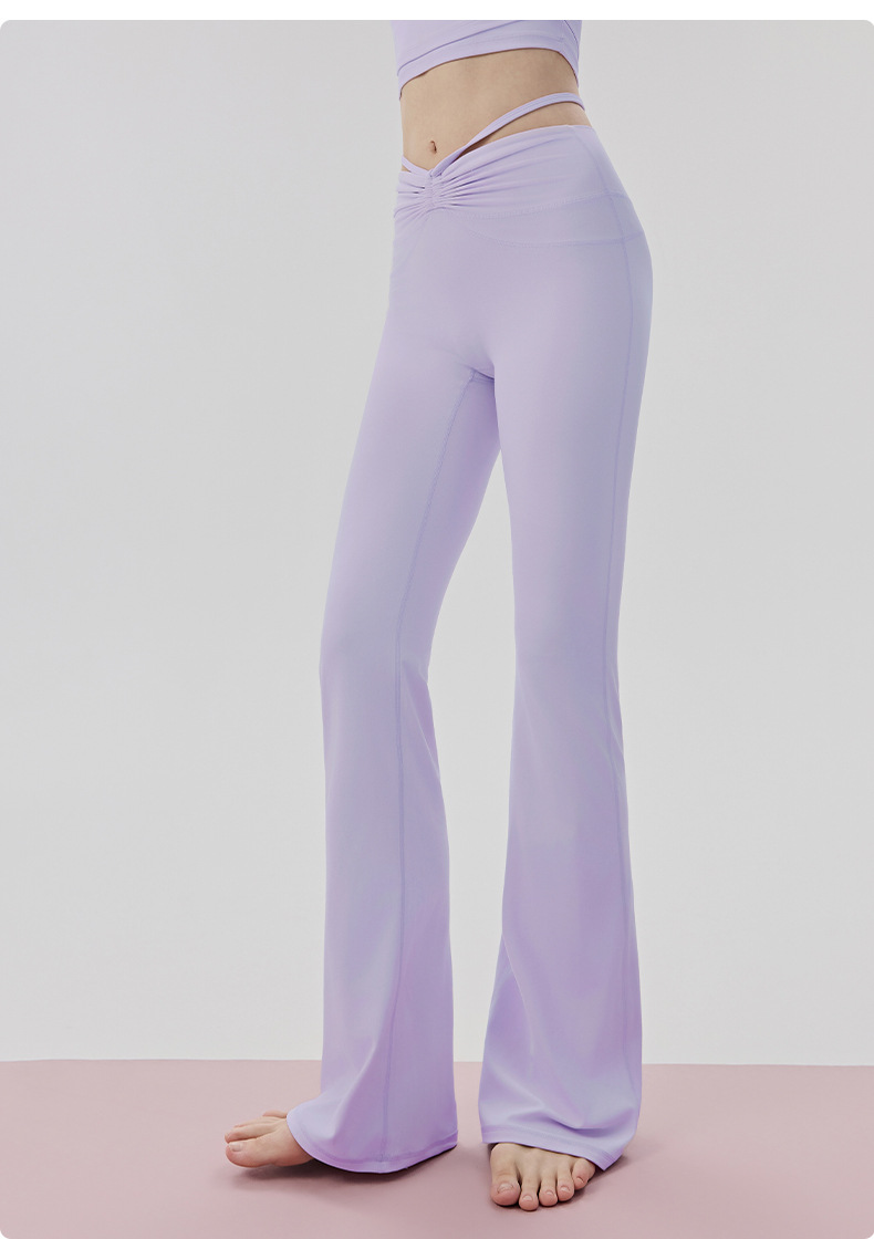 详情-26 High-Waisted Tie-Waist Flared Yoga Pants Custom Available