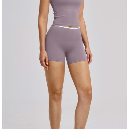 详情-26 Women Cross Back Nude Feel Sports Bra & Biker Shorts 2 Piece Yoga Set, Custom Logo & Colors Supported