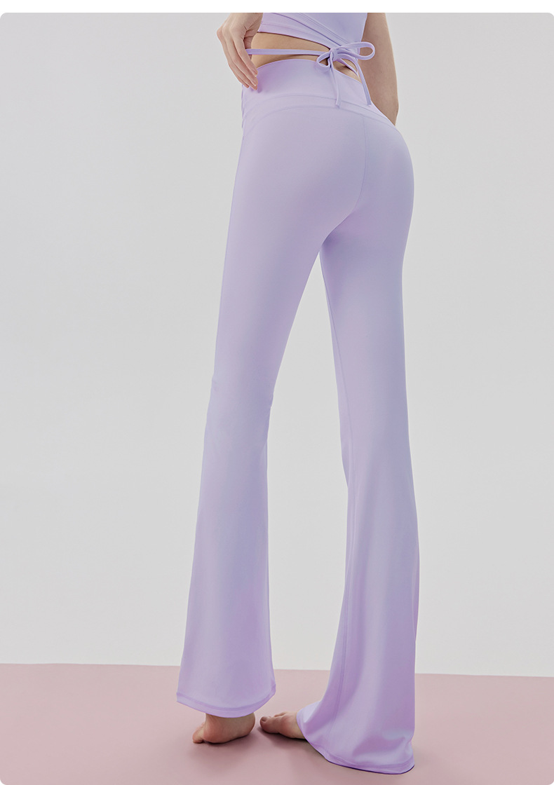 详情-27 High-Waisted Tie-Waist Flared Yoga Pants Custom Available