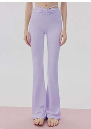 详情-28 High-Waisted Tie-Waist Flared Yoga Pants Custom Available