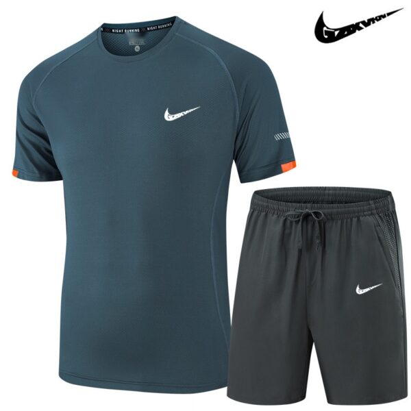 Men Sports Running Set - Quick Dry Short Sleeve T-Shirt + Shorts