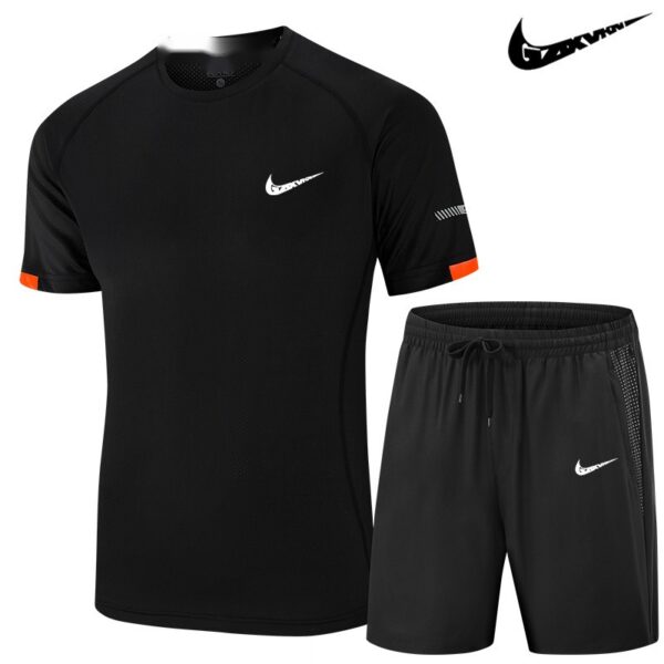 Men Sports Running Set - Quick Dry Short Sleeve T-Shirt + Shorts