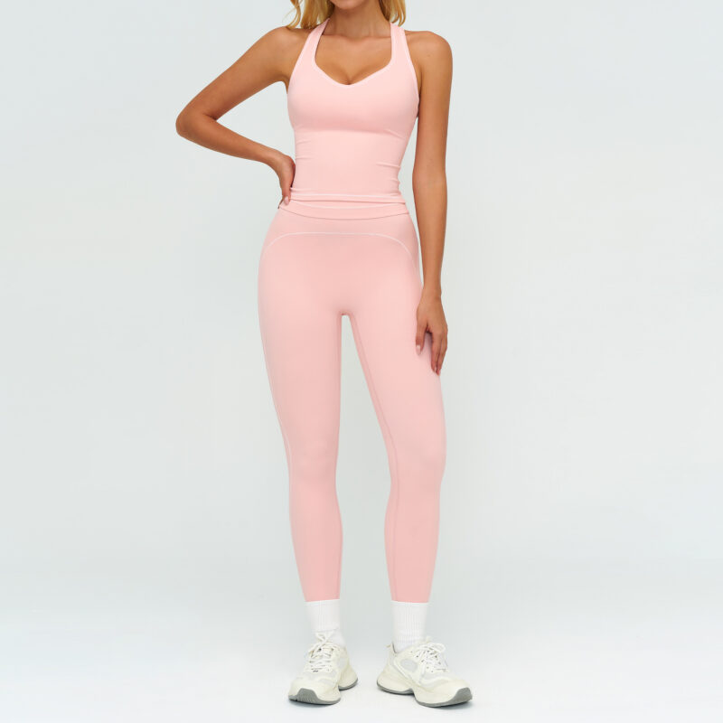 High Waisted Tummy Control Tank Top Capri Pants Set, Customizable