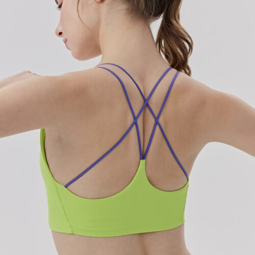 Contrast Cross-Back Nude-Feel Yoga Bra Custom Available
