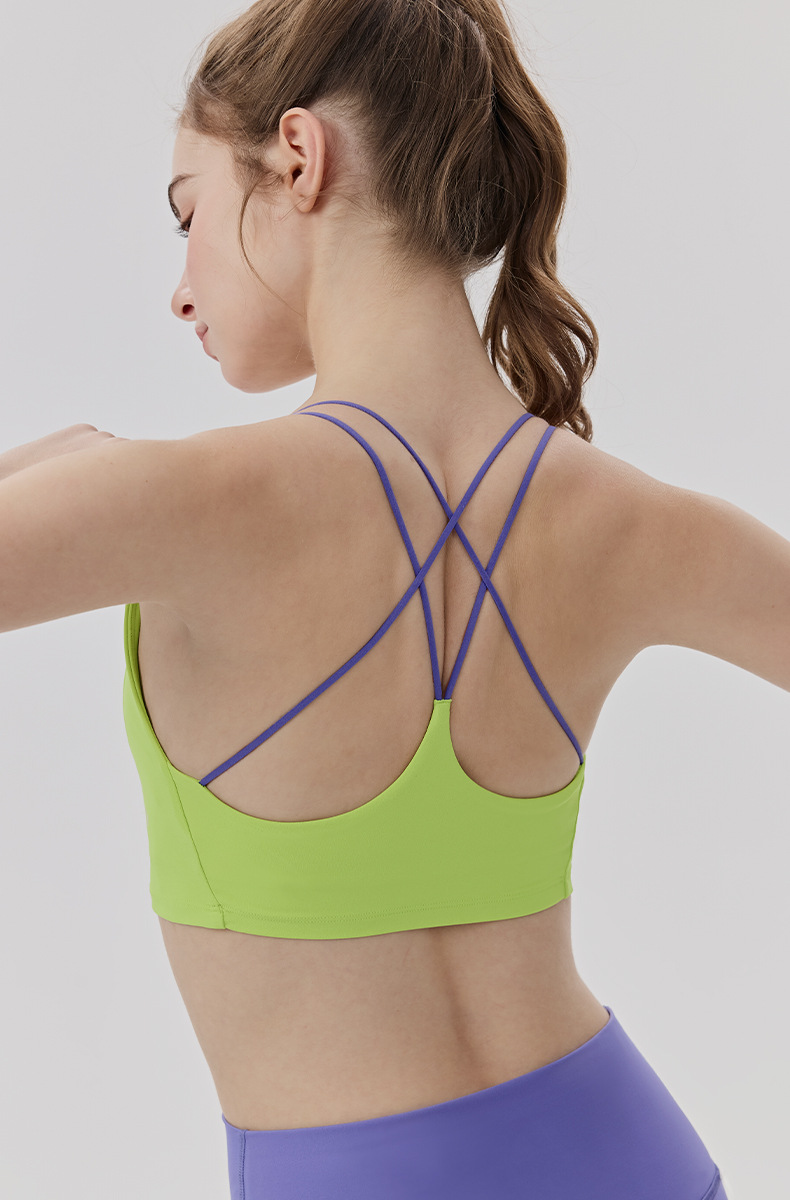 Contrast Cross-Back Nude-Feel Yoga Bra Custom Available