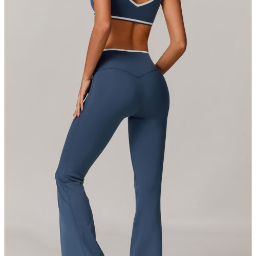 Crisscross High Waist Buttery Soft Sports Bra Wide Leg Pants Yoga Set, Customizable