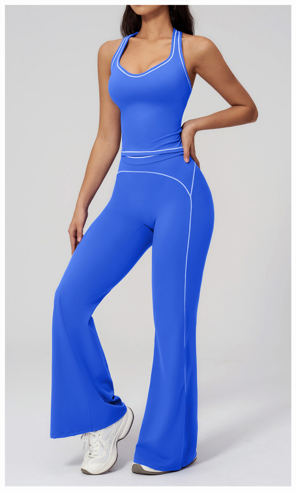 详情-22 High Waisted Tummy Control Tank Top Wide Leg Pants Set, Customizable