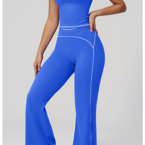 详情-22 High Waisted Tummy Control Tank Top Wide Leg Pants Set, Customizable