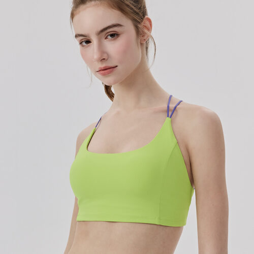 Contrast Cross-Back Nude-Feel Yoga Bra Custom Available
