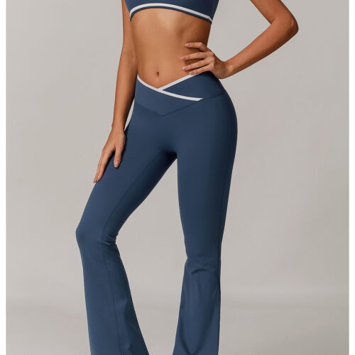 Crisscross High Waist Buttery Soft Sports Bra Wide Leg Pants Yoga Set, Customizable