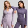 03-1.jpg Peach-Bum Panel Stand-Collar Yoga Jacket – Pockets High-Stretch Slim Activewear Cardigan (MTWTP03) OEM Wholesale