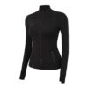 04-3-1.jpg Polka-Dot Stand-Collar Slim Yoga Jacket – Quick-Dry Zip-Up Long-Sleeve Active Jacket OEM Wholesale