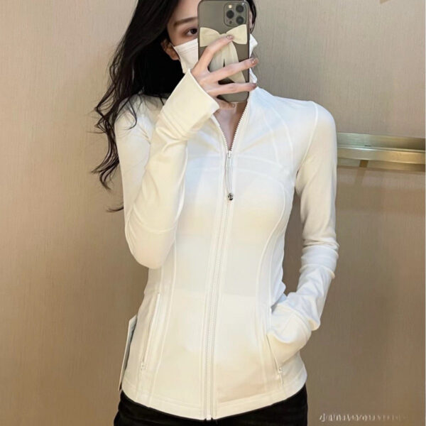 05-1.jpg Stand-Collar Gold-Zip Slim Yoga Jacket – High-Stretch Long-Sleeve Shaping Activewear Cardigan OEM Wholesale