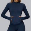 07-2-1.jpg Stand-Collar Zip Pocket Yoga Jacket – Quick-Dry Long-Sleeve Cross-Border Active Jacket with Thumbholes (KN-WX82) OEM Wholesale