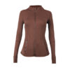 11-1.jpg Stand-Collar Gold-Zip Slim Yoga Jacket – High-Stretch Long-Sleeve Shaping Activewear Cardigan OEM Wholesale