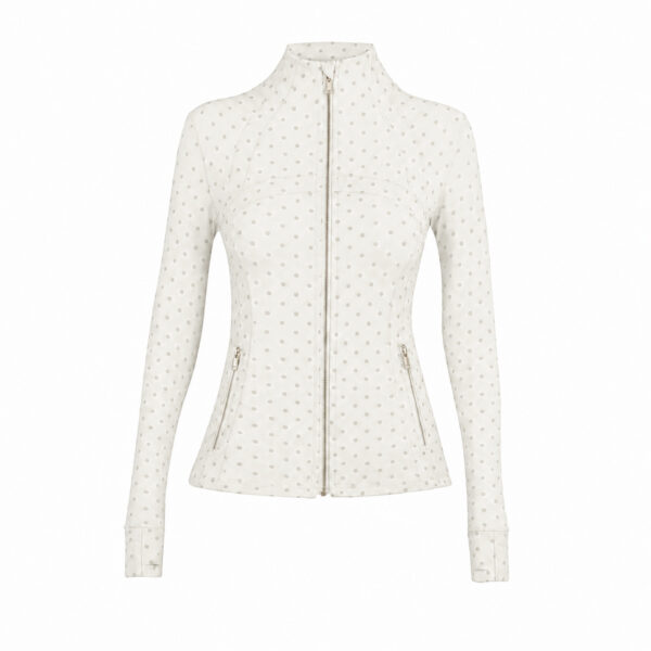 11-2-1.jpg Polka-Dot Stand-Collar Slim Yoga Jacket – Quick-Dry Zip-Up Long-Sleeve Active Jacket OEM Wholesale