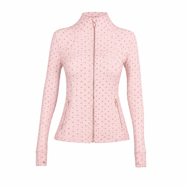 13-2-1.jpg Polka-Dot Stand-Collar Slim Yoga Jacket – Quick-Dry Zip-Up Long-Sleeve Active Jacket OEM Wholesale