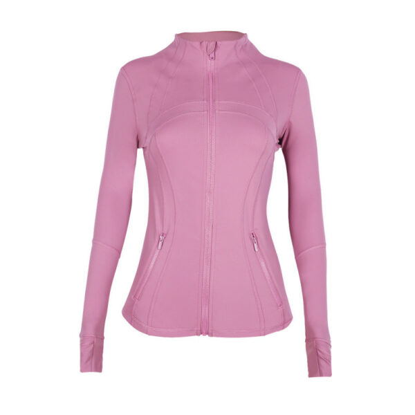 16-1.jpg Stand-Collar Gold-Zip Slim Yoga Jacket – High-Stretch Long-Sleeve Shaping Activewear Cardigan OEM Wholesale