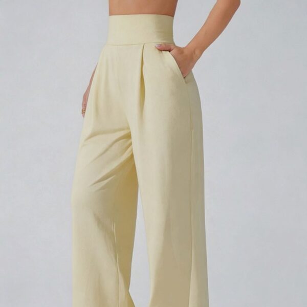 c00-2-1.jpg High-Waist Straight-Leg Yoga Pants – Draped Relaxed Fit Long Pants with Pockets OEM Wholesale
