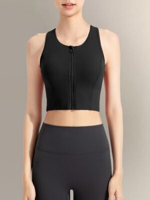 Front-Zip High-Support Sports Bra – Anti-Bacterial Quick-Dry Running Yoga Vest with Padded Cups (No.319) OEM Wholesale