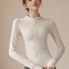 c01-16-1.jpg Slim-Fit Zip-Up Yoga Jacket – High-Stretch Long-Sleeve Waist-Tie Workout Cardigan (0556) OEM Wholesale