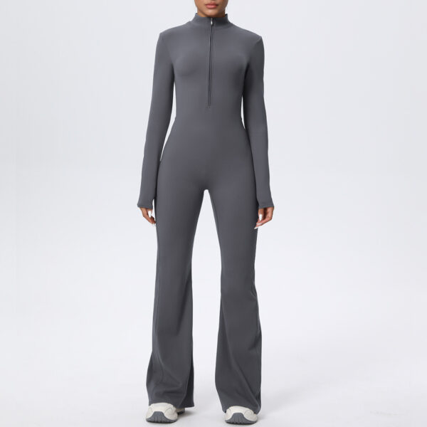 c01-7-1.jpg Naked-Feel Zipper Long-Sleeve Yoga Bodysuit Jumpsuit – Wide-Leg Flared One-Piece Gym Suit OEM Wholesale