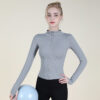 High-Stretch Waist-Defining Zip Yoga Cardigan – Half-Colar Long-Sleeve Slim Outerwear (0560) OEM Wholesale