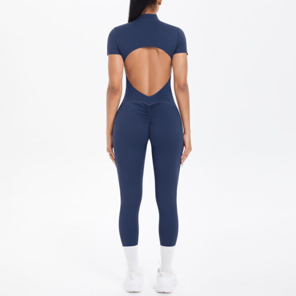 c03-10-1.jpg Zipper Yoga Bodysuit One-Piece with Padded Bra – Open-Collar Backless Fitness Jumpsuit (6698) OEM Wholesale