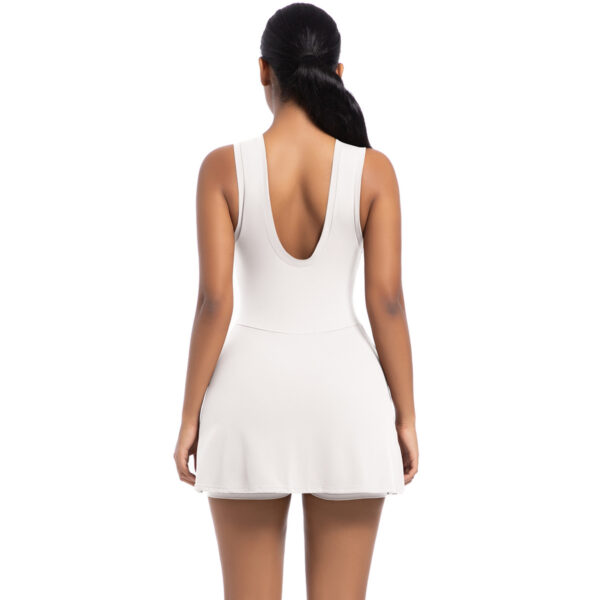c03-14-1.jpg Tennis Skirt Bodysuit One-Piece – Cool-Touch Backless Slimming Dress with Built-in Shorts (6672) OEM Wholesale