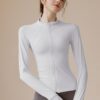 c03-15-1.jpg Slim-Fit Zip-Up Yoga Jacket – High-Stretch Long-Sleeve Waist-Tie Workout Cardigan (0556) OEM Wholesale